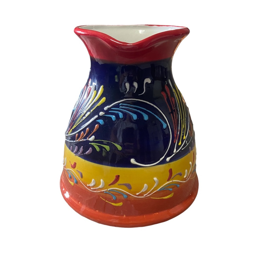 Handmade In Spain Colorful Ceramic Pitcher - Picture 4 of 6